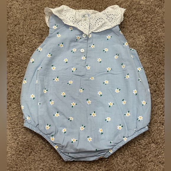 Little Me Blue Floral Romper Baby Girl Size 9M - Picture 3 of 4